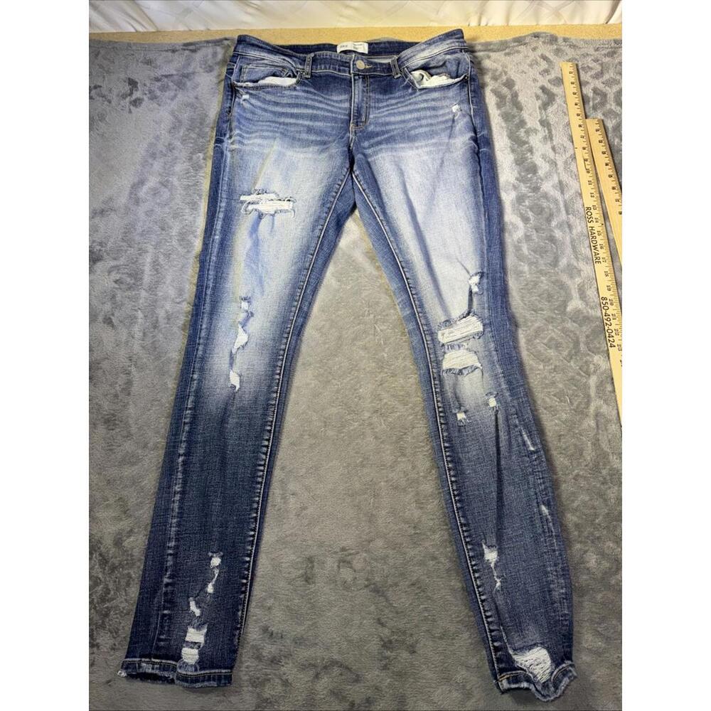 BKE Payton Mid Rise Skinny Jeans Mid Wash Whiskering Men's 32 x 33.5 Distressed